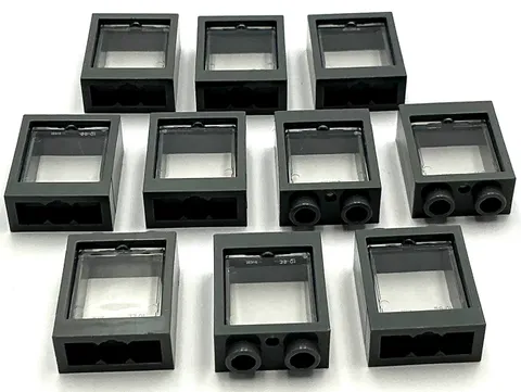 Lego 10 New Dark Bluish Grey Window 1 x 2 x 2 Flat Front Town City Pieces