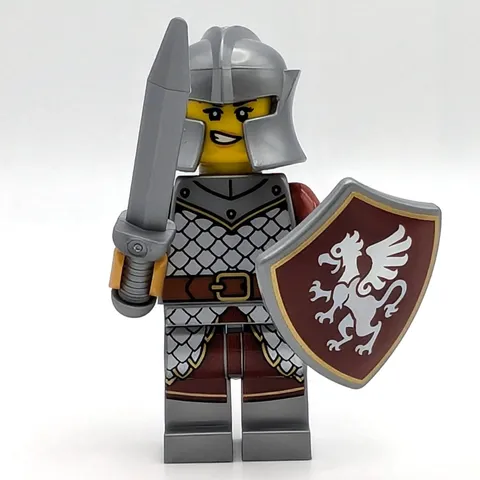 LEGO Minifigure Female Brown and Silver Knight with Gryffin Shield 21358 Minifig