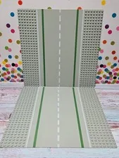 Lot of 2 Vintage Lego Town 80547 Base Plate Road With White Sidelines