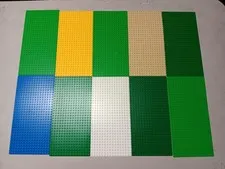 LEGO LOT 10 16X32 STUD BASEPLATES 5" X 10" #3857 GREEN WHITE TAN BLUE YELLOW