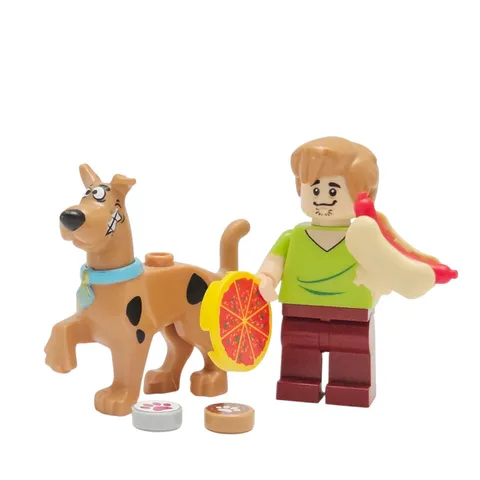 Lego Scooby Doo & Shaggy Rogers Minifigures w/ Hot Dog Pizza & Scooby Snacks