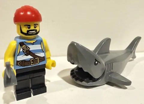 Lego  pi178	 Pirate - Medium Blue and White Stripes, Black Legs & Shark 5003082