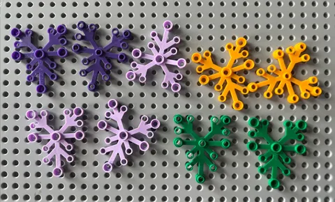 LEGO 2417 Plant Leaves Lot 9pcs 6x5 Green Dark Purple Lavender Bright Orange
