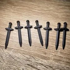 LEGO 7x Black Castle Knight Sword Short Weapon Part 3847 Genuine