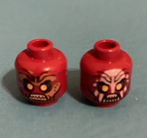 LEGO Uruk Kai Minifigure Heads Lot of 2 Printed Dual prints no damage