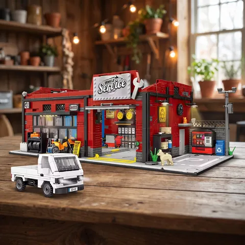 Automotive Workshop Garage Building Moc 71837 10350 10326 21359 76294 76457 21353