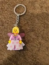 NWOT LEGO Fairy Girl with Cloth Skirt, Pink Wings Minifigure Keychain 