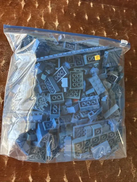 Bulk 2 Pounds Bright Blue Lego Pieces Bricks Gallon Zip Bag Full