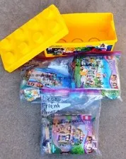 Legos in Yellow Lego storage brick box w 3 sets-41311, 41313, 41315 (see notes)