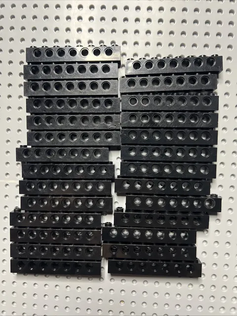 LEGO 3702 Black Technic, Brick 1 x 8 with Seven Holes - 27 Pieces