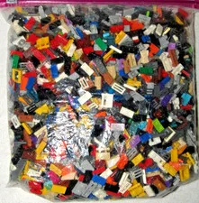 LEGO 2lb 1X2 Flat Plate Pieces Lot Multicolor MOC CITY Castle White Black Gray