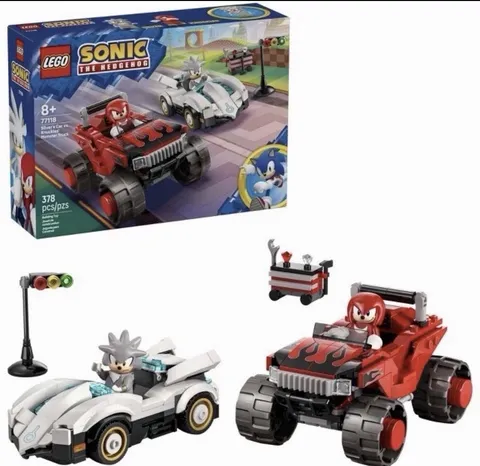 LEGO Sonic Silver’s Car vs. Knuckles’ Monster Truck 77118 – 378 Pieces Complete