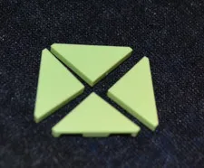 (4) 2x2 Yellow / Green Smooth Triangle Finishing Tile w 45 degree ~ New Lego