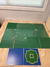 Set of 14 Lego Baseplate 10" x 10" Blue & Green Authentic Vintage