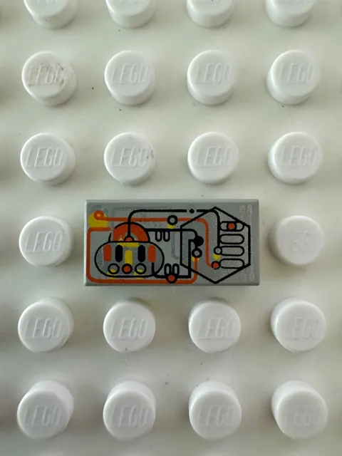LEGO Tile 1 x 2 with Silver, Orange, Yellow, Black Circuitry 3069px25