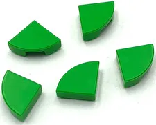 Lego 5 New Bright Green Tiles Flat Smooth Round 1 x 1 Quarter Pieces