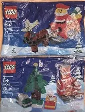 Lego New Retired Set Lot Christmas Tree Gifts 40009 Santa Sleigh Reindeer 40010