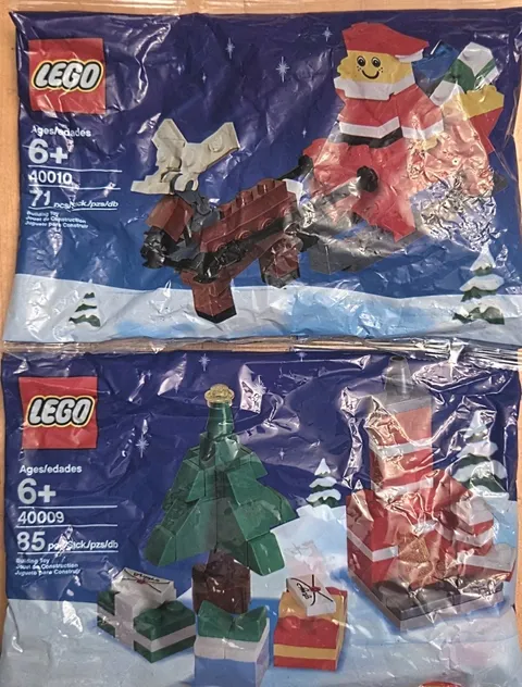 Lego New Retired Set Lot Christmas Tree Gifts 40009 Santa Sleigh Reindeer 40010