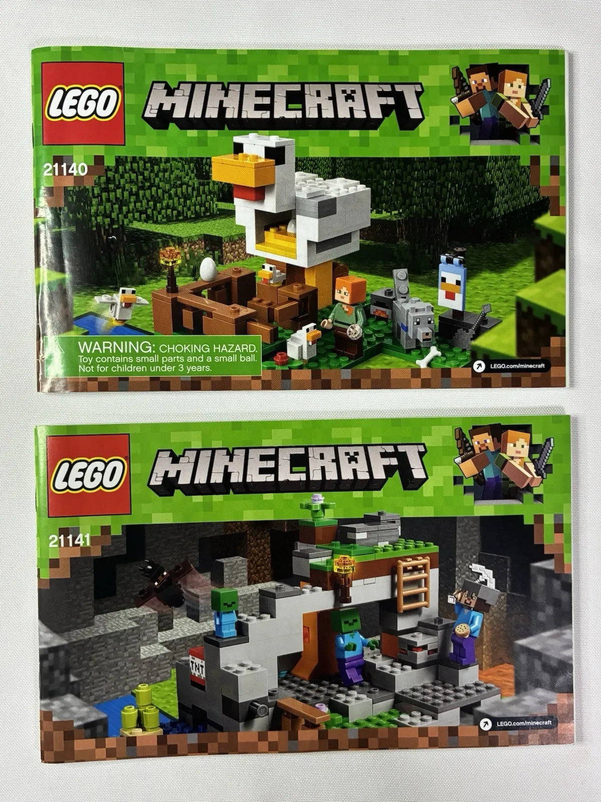 LEGO Minecraft Instruction Books ONLY 21140 The Chicken Coop & 21141 Zombie Cave