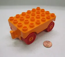 Lego Duplo 4X6 Orange Vehicle Car Base 24180 With Orange Base & Red Wheels