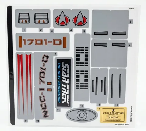 LEGO 10356 Star Trek U.S.S. Enterprise NCC-1701-D Stickers Sheet