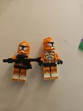 2 Bomb Squad Orange Clone Trooper Lot 7913 Star Wars LEGO Minifigure Figure