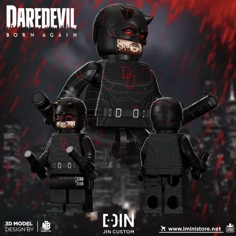 LEGO marvel Daredevil Black Suit + Accessory Custom Minifigure By Jin New