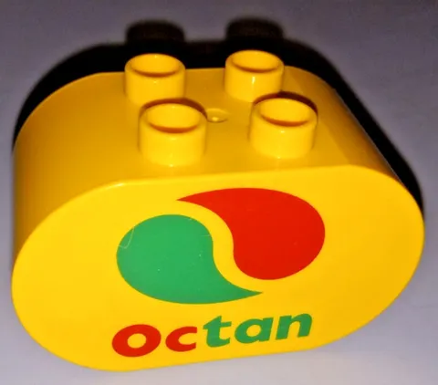 LEGO Duplo 4198pb17 Yellow, Brick 2 x 4 x 2 Rounded Ends W/ Octan Logo Pattern