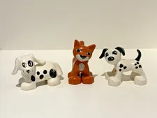 LEGO Duplo White Dog Tabby Cat Dalmatian Pet Figures Lot of 3
