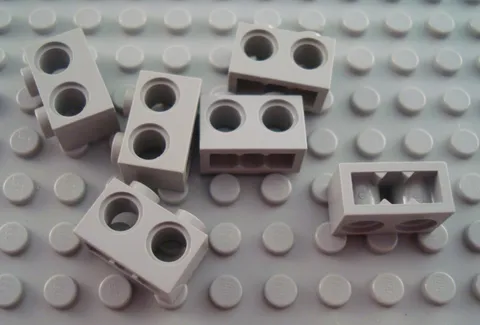 LEGO Lot of 6 Light Gray 1x2 Technic Bricks Pieces with 2 Holes