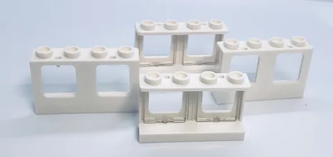 Lego Airplane Windows #4863 - Plane Windows w/ Glass 1x4x2 - White - 4 Pieces