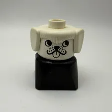 Vintage Lego Duplo Dog Toy Building Blocks White Black Minifigure
