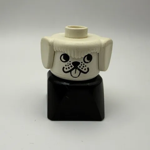 Vintage Lego Duplo Dog Toy Building Blocks White Black Minifigure
