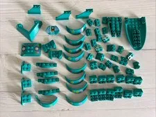 LEGO LOT DARK TURQUOISE 62 PCS VEHICLE MUDGUARD TAIL FIN WINDSHIELD INVERTED