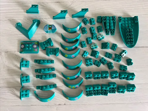 LEGO LOT DARK TURQUOISE 62 PCS VEHICLE MUDGUARD TAIL FIN WINDSHIELD INVERTED