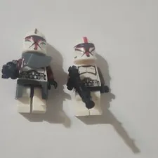 Custom LEGO Star Wars  Fox Clone Trooper Minifigures Lot of 2 w/ Weapons
