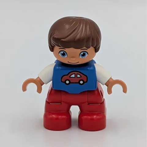 LEGO Duplo Boy Lego Ville Minifigure Blue Shirt Red Car Graphic Red Pants Toy