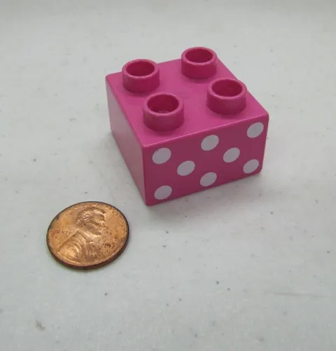 Lego Duplo PINK w/ WHITE POLKA DOTS Specialty PRINTED BLOCK Disney Minnie Mouse