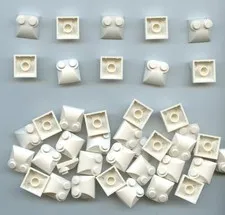 LEGO x 40 White Slope, Curved 2 x 2 x 2/3 with 2 Studs and Curved Sides 47457