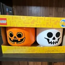 LEGO Stackable Storage Heads Pumpkin & Skeleton 2-Pack Orange White 2024