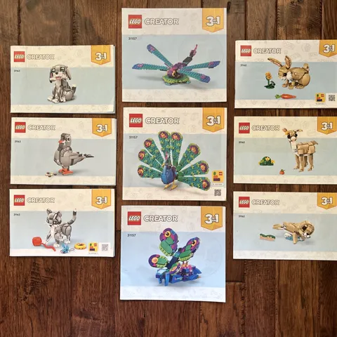 LEGO Creator 3-in-1 Instruction Booklets Manuals Animals Birds Insects Lot of 9