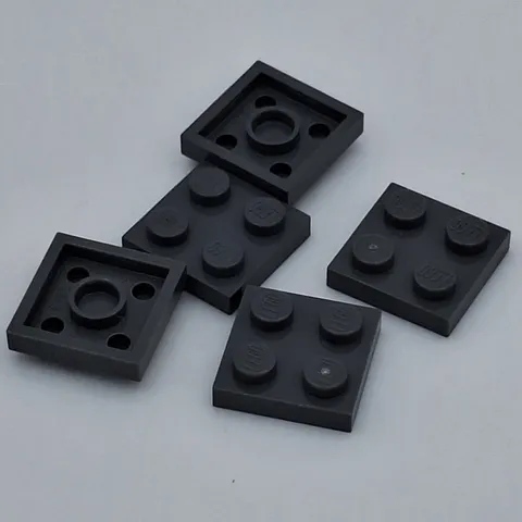 Lego - 5 Basic Dark Bluish Gray Plate 2 x 2 3022