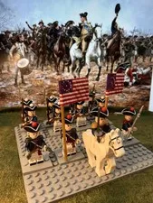 13x Minis AWI Washington Continental Inf +2 Flags LEGO Flagpoles Princeton 1777