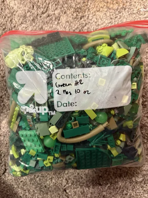 LEGO Green Plastic Bricks & Pieces Bulk Lot Parts Mixed Pieces 3 lbs