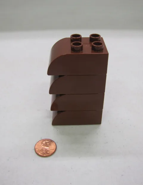 LEGO Duplo Block Brown 2x2x3 CURVED BRICK 4 Block Lot Building Blocks