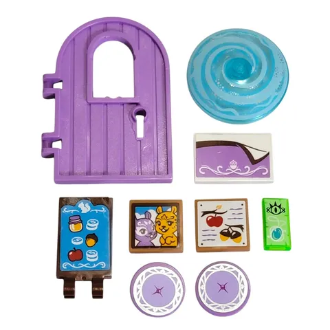 LEGO Elves Lot 9 Pc Purple Door Blue Portal Decorated Tiles Forest Elements