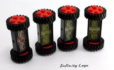 4 LEGO Vintage Brick 2 x 4 Wheels Holder Red Freestyle Wheels Tire 24 x 8 (4180)