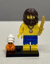 LEGO Minifigure Bearded Castaway Anchor Tattoo Shirtless Sword Crab Blue Shorts
