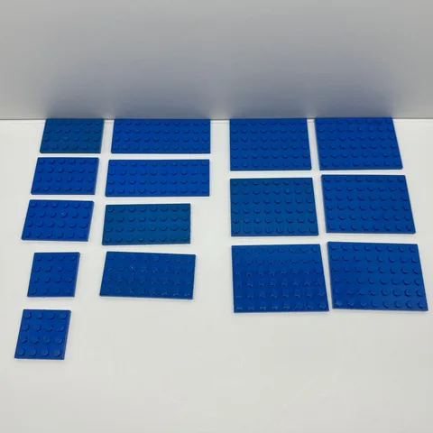 Lego Parts - Plates - 4x4, 4x6, 4x8, 4x10 & 6x8 Blue Lot Of 15
