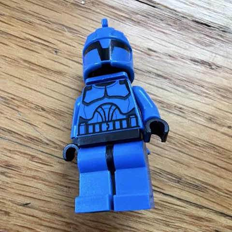 LEGO Blue Minifigure Helmeted w/ Backpack Jetpack Armor Torso Print